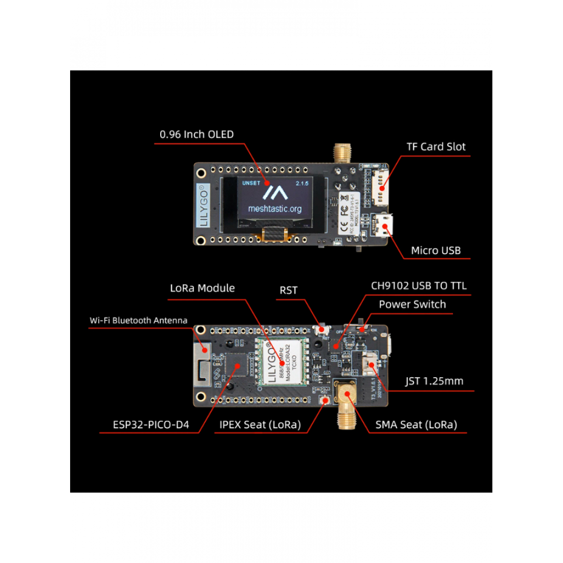 Плата LILYGO TTGO Meshtastic LoRa32 V2.1_1.6.1  868 МГц SX1276