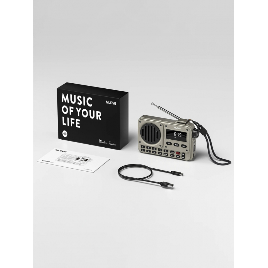 Портативная Bluetooth-колонка MLOVE BV800 Rose Gold (портативное FM радио, MP3-плеер, MicroSD)