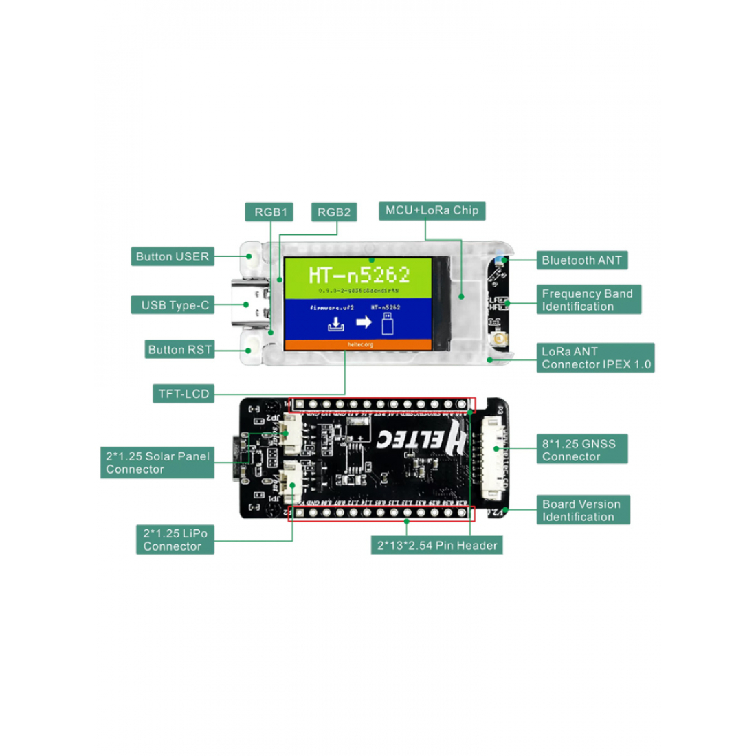 Плата Heltec T114 Meshtastic nRF52840+SX1262 863-928МГц Lora Bluetooth с корпусом