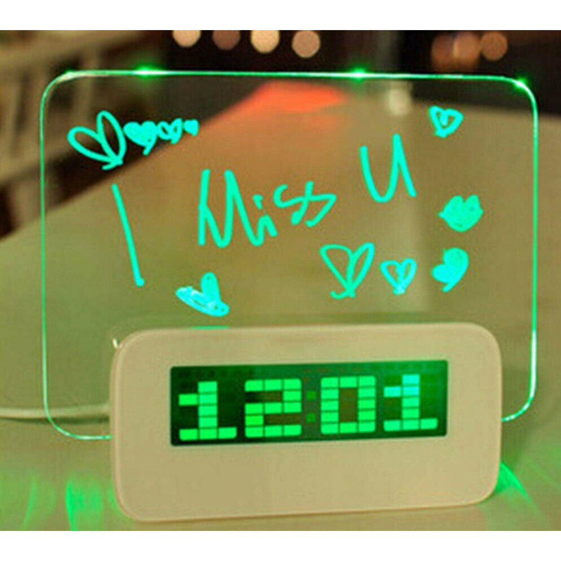Будильник со светящейся доской для записей Highlighter Memo Board Зеленый