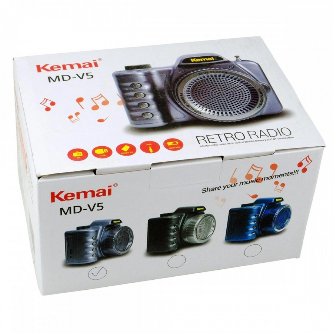 Радиоприемник Kemai MD-V5 USB/TF серый