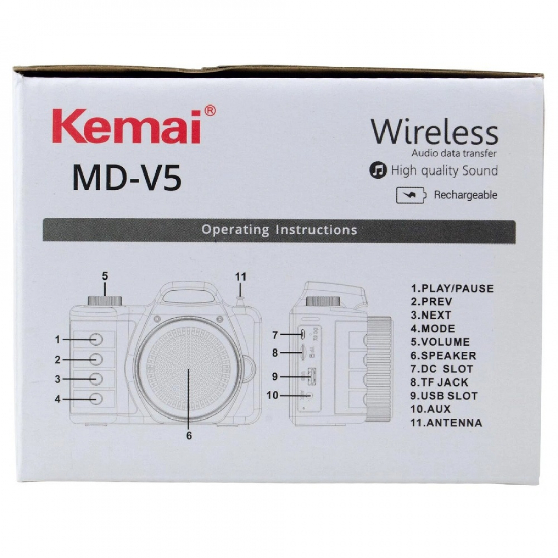 Радиоприемник Kemai MD-V5 USB/TF серый