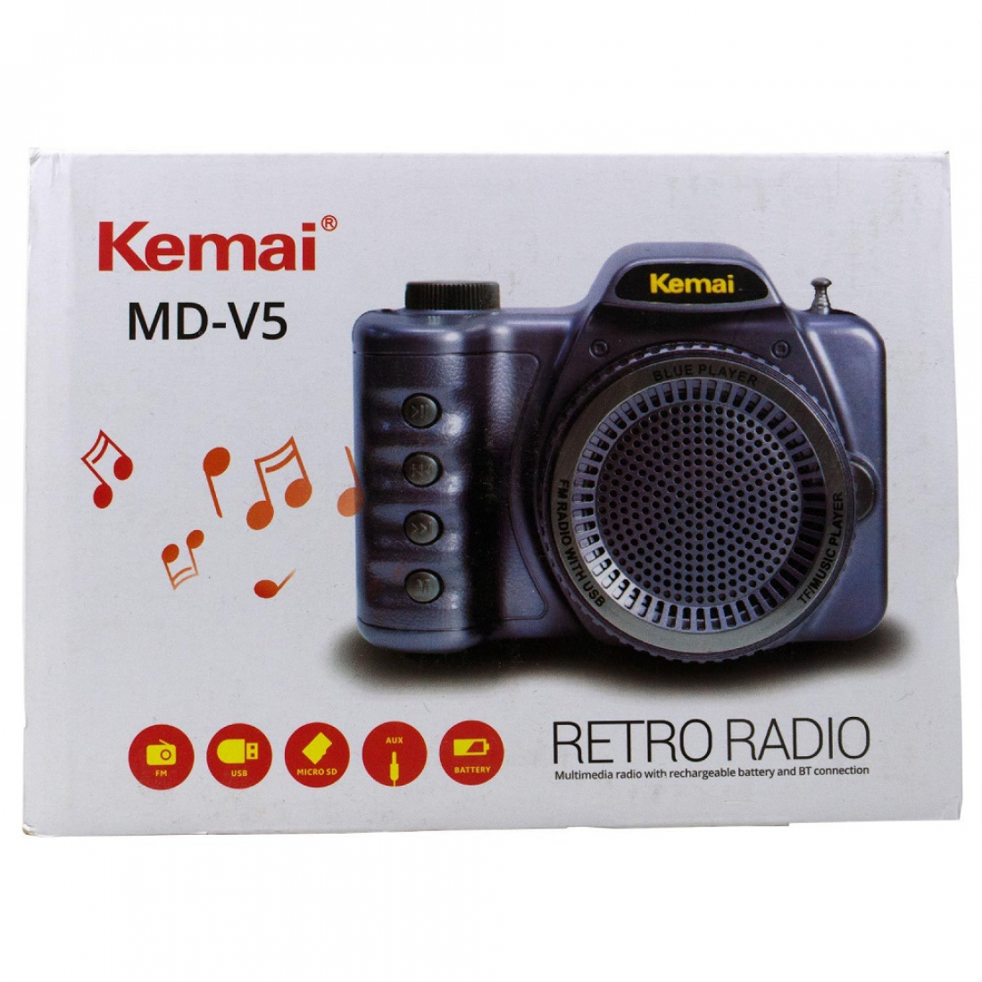 Радиоприемник Kemai MD-V5 USB/TF серый