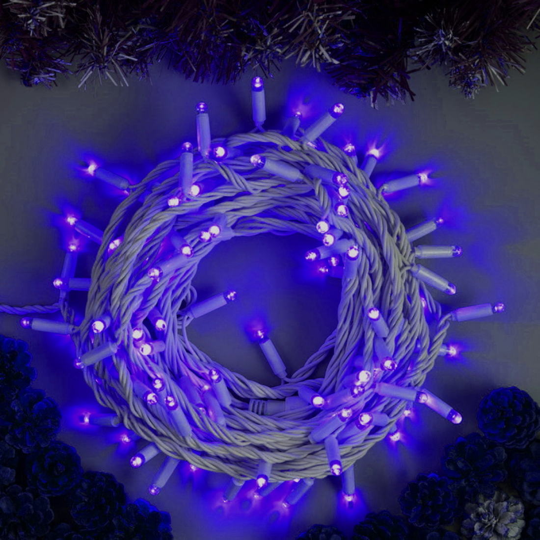 Новогодняя гирлянда светодиодная нить 140 led (20 метров) синяя
