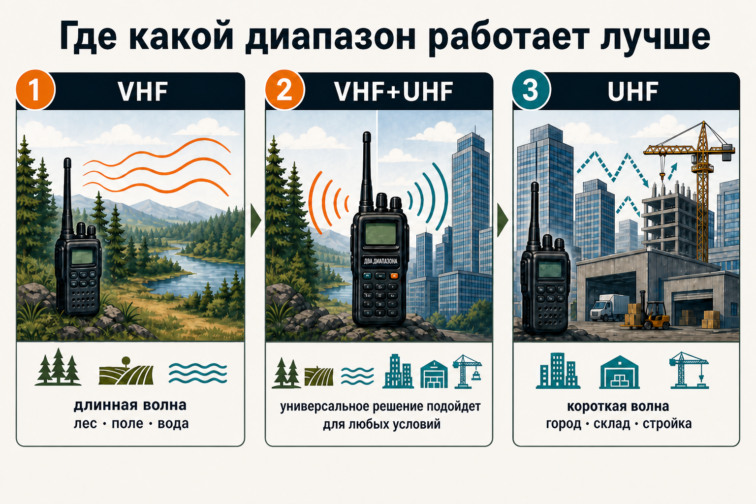 VHF или UHF — главный выбор при покупке рации